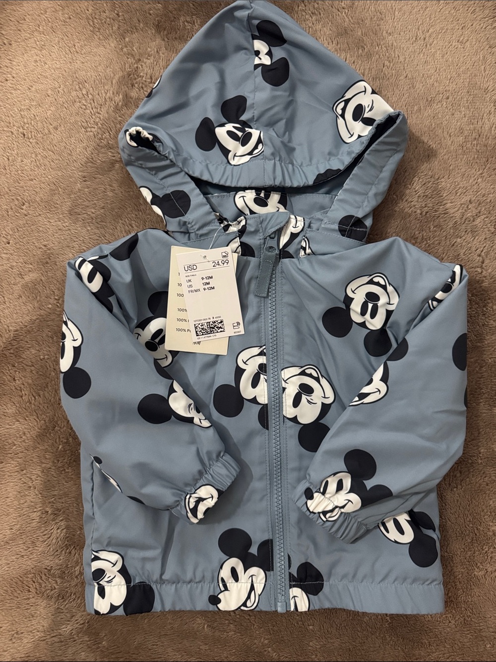 H&M Blue Mickey Mouse Hooded Raincoat